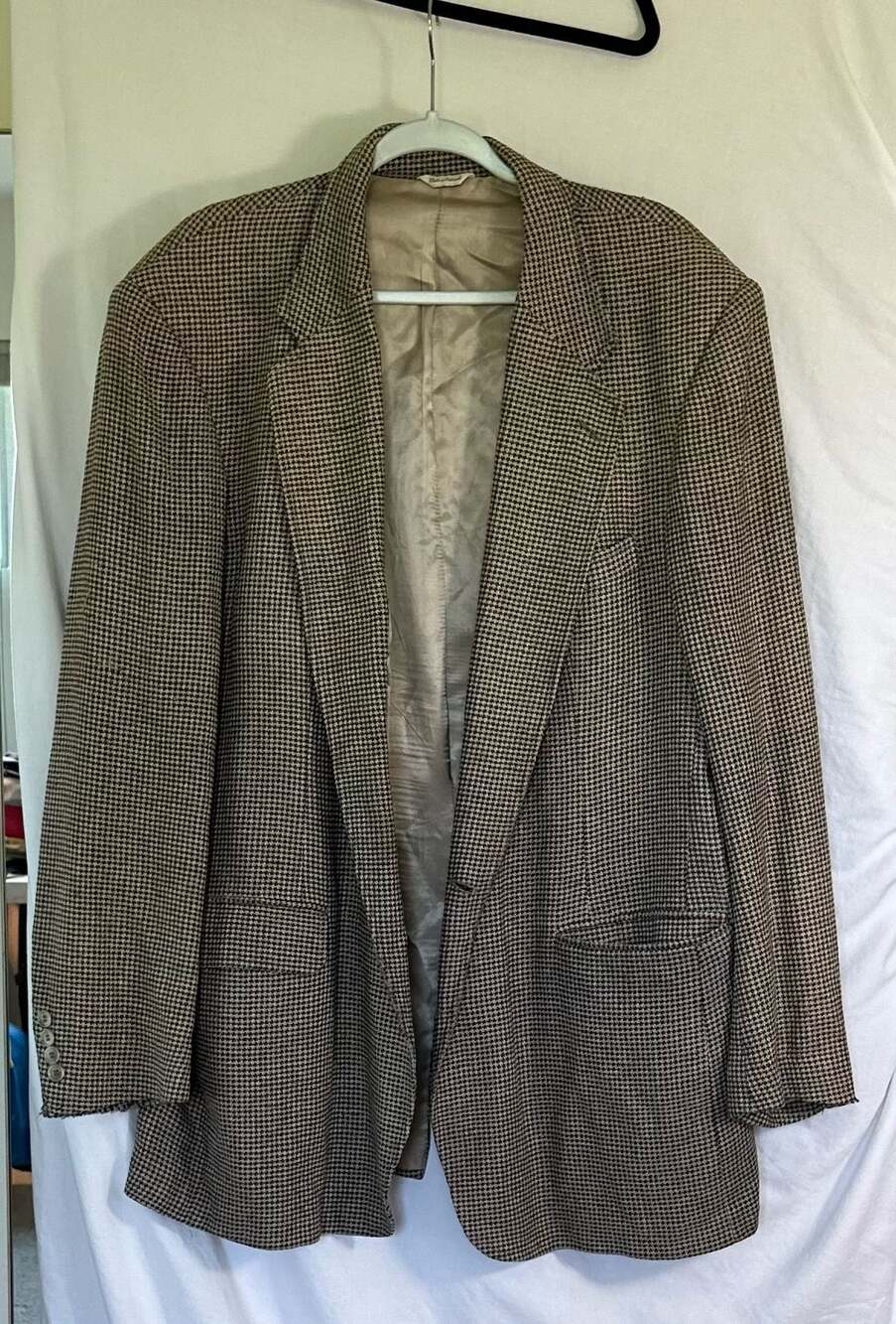 Executive 500 Big & Tall Men's Houndstooth Sport Coat Blazer 100% Silk Feather W